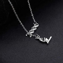 Cargar imagen en el visor de la galería, Collar de ADN y Microscopio de Acero y Plata