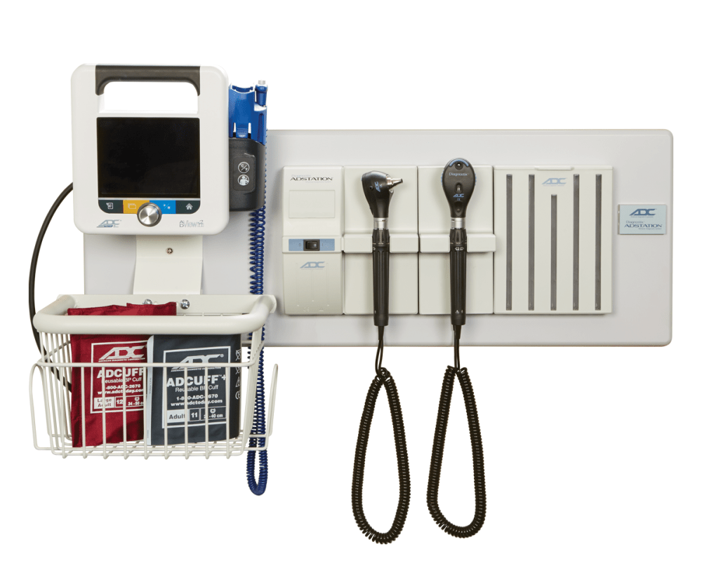 Sistema de pared modular Diagnostix (Esfigmomanómetro, Otoscopio y Oftalmoscopio) de 3,5 V con ADView 2 - Adstation™ 5610-39W/5680-39W