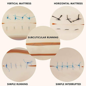 Almohadilla de sutura grande de 3 capas con heridas para practicar la sutura con base antideslizante