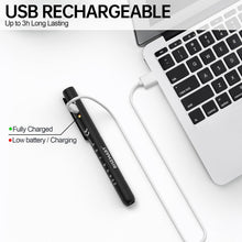 Cargar imagen en el visor de la galería, Linterna recargable LED médica con carga USB modos de luz duales