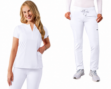 Cargar imagen en el visor de la galería, Adar Addition– Top Notched V-neck A6002 + Pantalón Peace A6104 – White