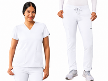 Cargar imagen en el visor de la galería, Adar Addition– Top Modern V-Neck A6008 + Pantalón Peace A6104 – White