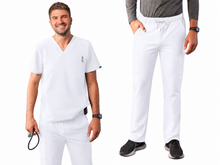 Cargar imagen en el visor de la galería, Adar Addition– Top Modern V-Neck  A6010 + Pantalón Slim Leg Cargo A6106 – White