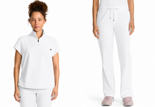 Cargar imagen en el visor de la galería, Healing Hands Quest – Top Partial Zip Stand Collar  HH752 + Pantalón Rise Drawstring Straight HH153 – White Gardenia