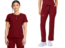 Cargar imagen en el visor de la galería, Healing Hands HH360 – Top Crew Neck  HH702 + Pantalón Nisha 9152 – Garnet Red