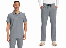 Cargar imagen en el visor de la galería, Healing Hands Quest – Top 3-Pocket Polo Collar HH759 + Pantalón Zip Fly Drawstring  HH154 – Heather Ash