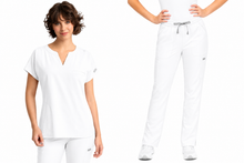 Cargar imagen en el visor de la galería, Maevn Momentum  – Top Women's Tuckable Dolman 5003 + Pantalón Womens Full Elastic Pull on 5091  – WHITE