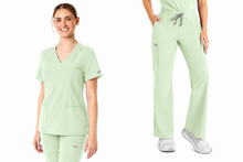 Cargar imagen en el visor de la galería, Maevn Momentum  – Top Womens Double V-Neck 5001 + Pantalón Women's High Waist Full Elastic Wide Leg 5094  – Honeydew