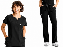 Cargar imagen en el visor de la galería, IRG EPIC  – Top Women's Dolman 3 Pocket 4804 + Pantalón Women's Yoga Waistband Flare Leg 9813  – Black