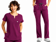 Cargar imagen en el visor de la galería, IRG EPIC  – Top Women's Dolman 3 Pocket 4804 + Pantalón Women's Yoga Waistband Flare Leg 9813  – Wine