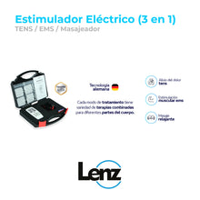 Cargar imagen en el visor de la galería, Estimulador eléctrico 3 en 1 TENS/EMS/Masajeador - LENZ