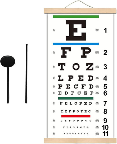 Tabla de Snellen para exámenes oculares de madera de 11 x 22 pulgadas