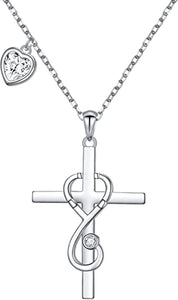 Collar de plata 925 con colgante de Cruz de amor, fe y esperanza
