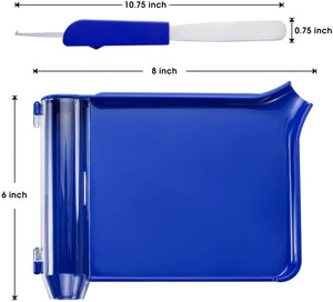 Bandeja de conteo de píldoras para mano derecha con espátula (azul - espátula de acero inoxidable y forma de L)