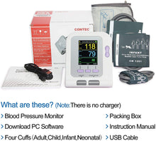 Cargar imagen en el visor de la galería, Monitor de presión arterial de Brazalete Digital para adultos, pediátricos y neonatales - CONTEC